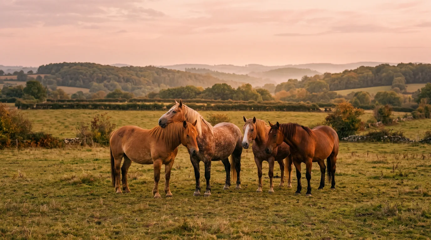 Les chevaux du les sabots du mas massou en liberté, Haute-Vienne